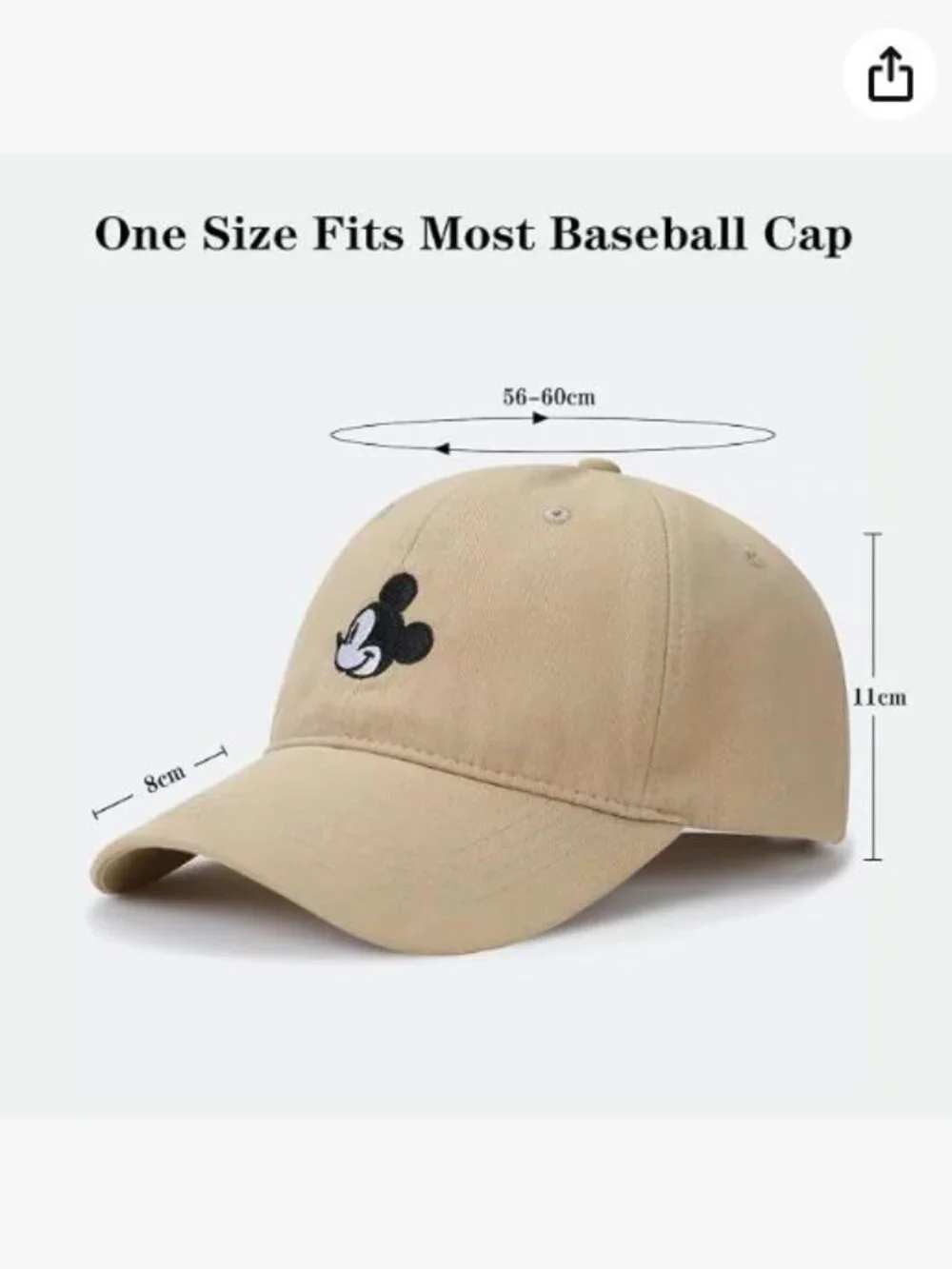 ✨ Mickey Mouse Embroidered Beige Baseball Cap